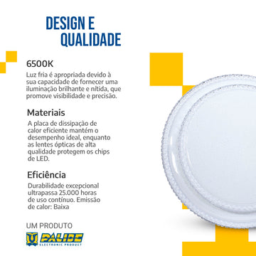 Lustre Plafon Cristal Led 38cm 25w Sobrepor Redondo